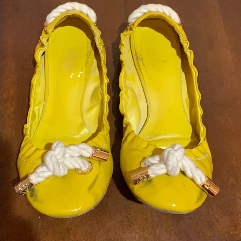 Tory Burch yellow rope tie flats sz 7